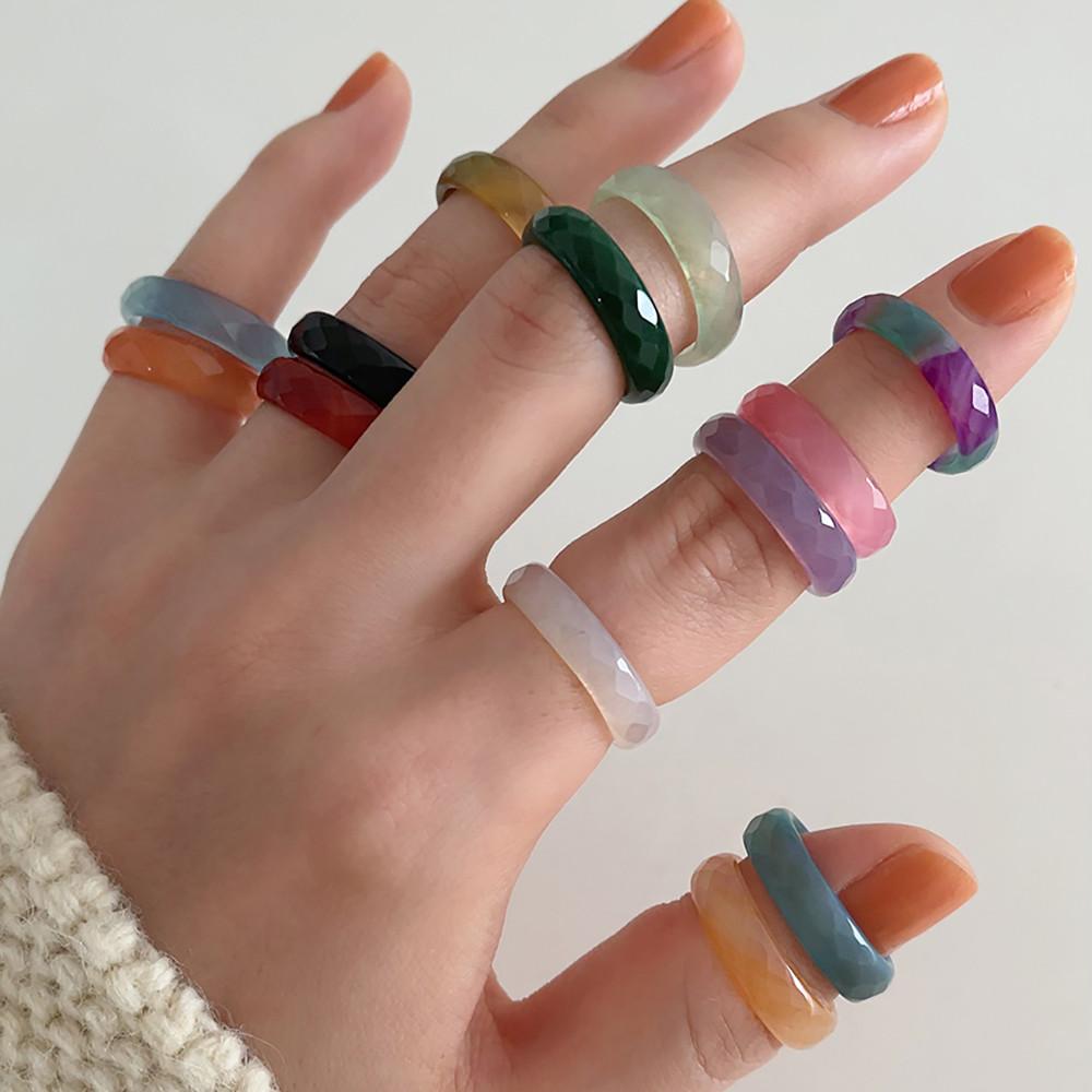 유어로 컷팅 투명 마블 천연석 원석 반지