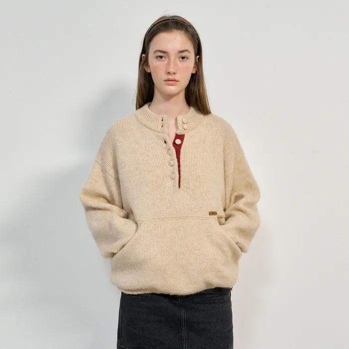 [UNISEX] 노마드 풀오버 니트_Almond Beige