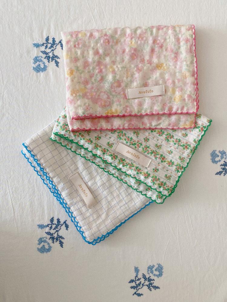 아세누 이중 거즈 클로스 물결레이스 테이블매트 고리수건 행주 핀코트