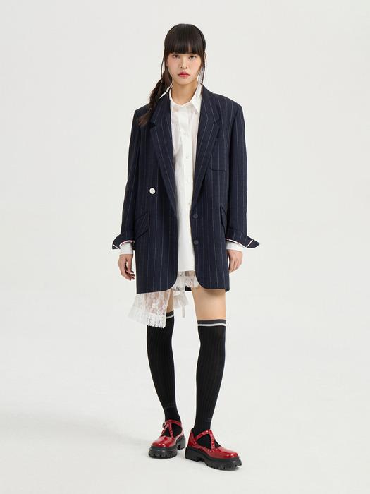 Stripe Single Jacket (dark navy) LFJAM25420NYD