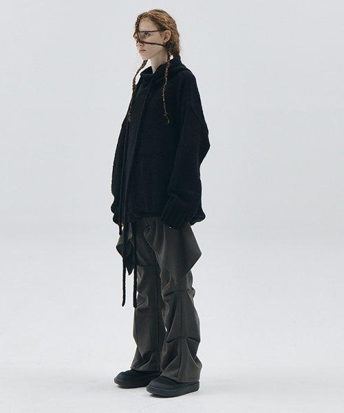 오호스(OJOS)  Wrap over Tuck Pants / Khaki - 사이즈 & 후기 | 무신사