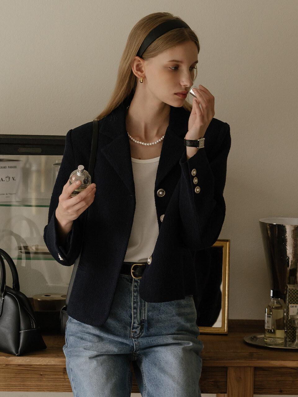 [9/15순차배송]Grace tweed jacket_Navy