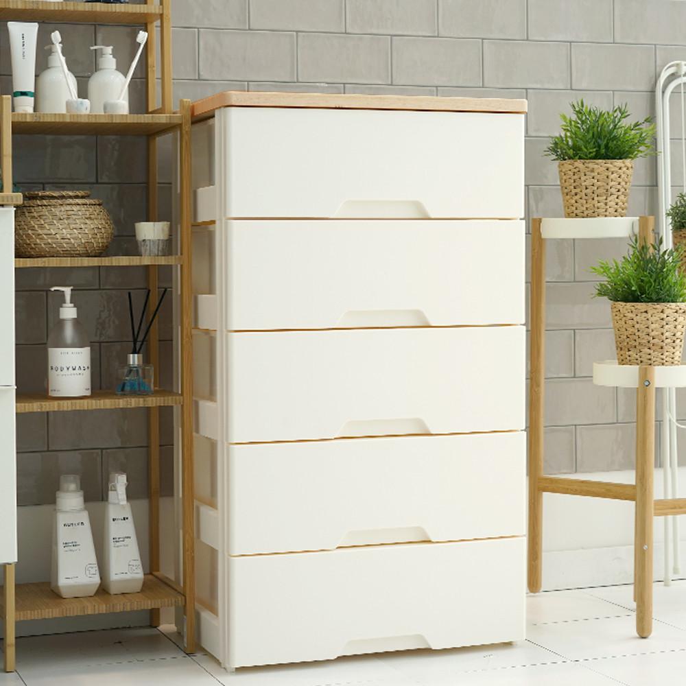 보노하우스 모던플러스 내추럴오크 우드상판 5단 서랍장