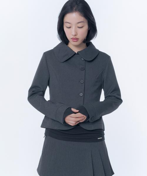 Omoi round collar blazer CHARCOAL