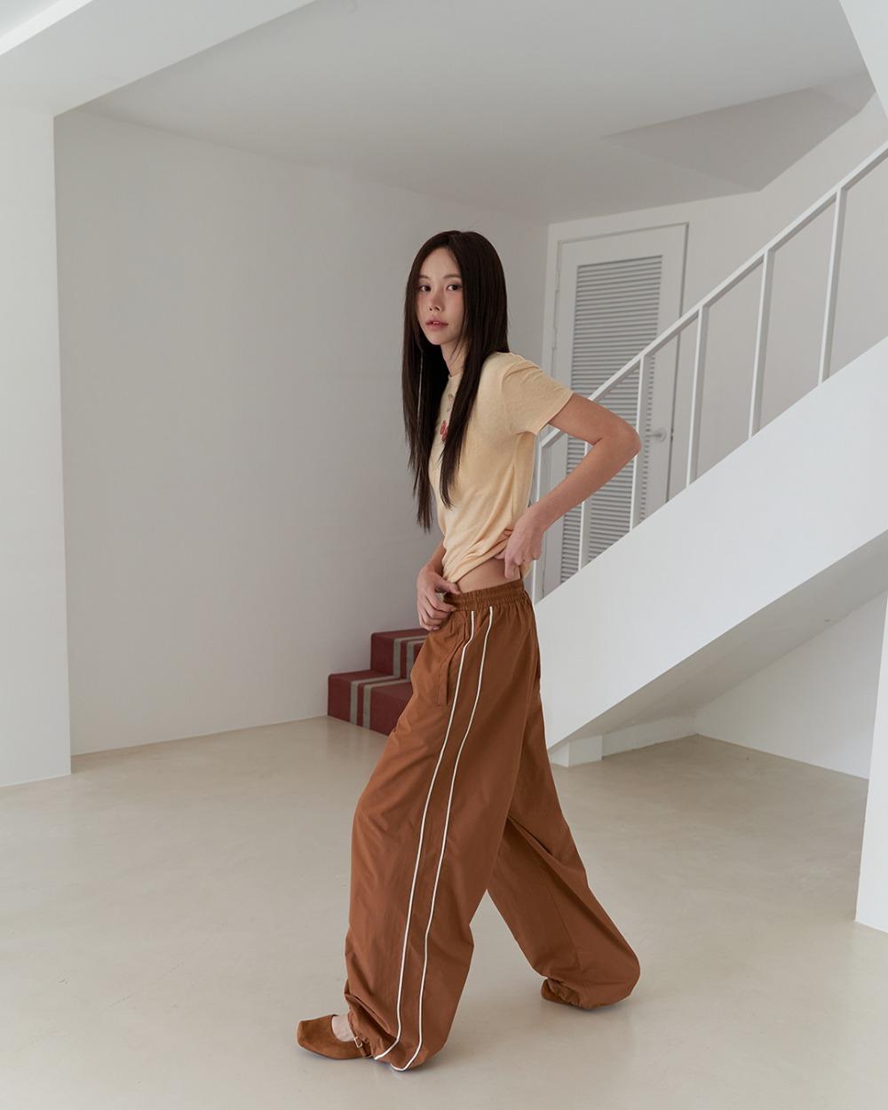 25SS long ping double string pants