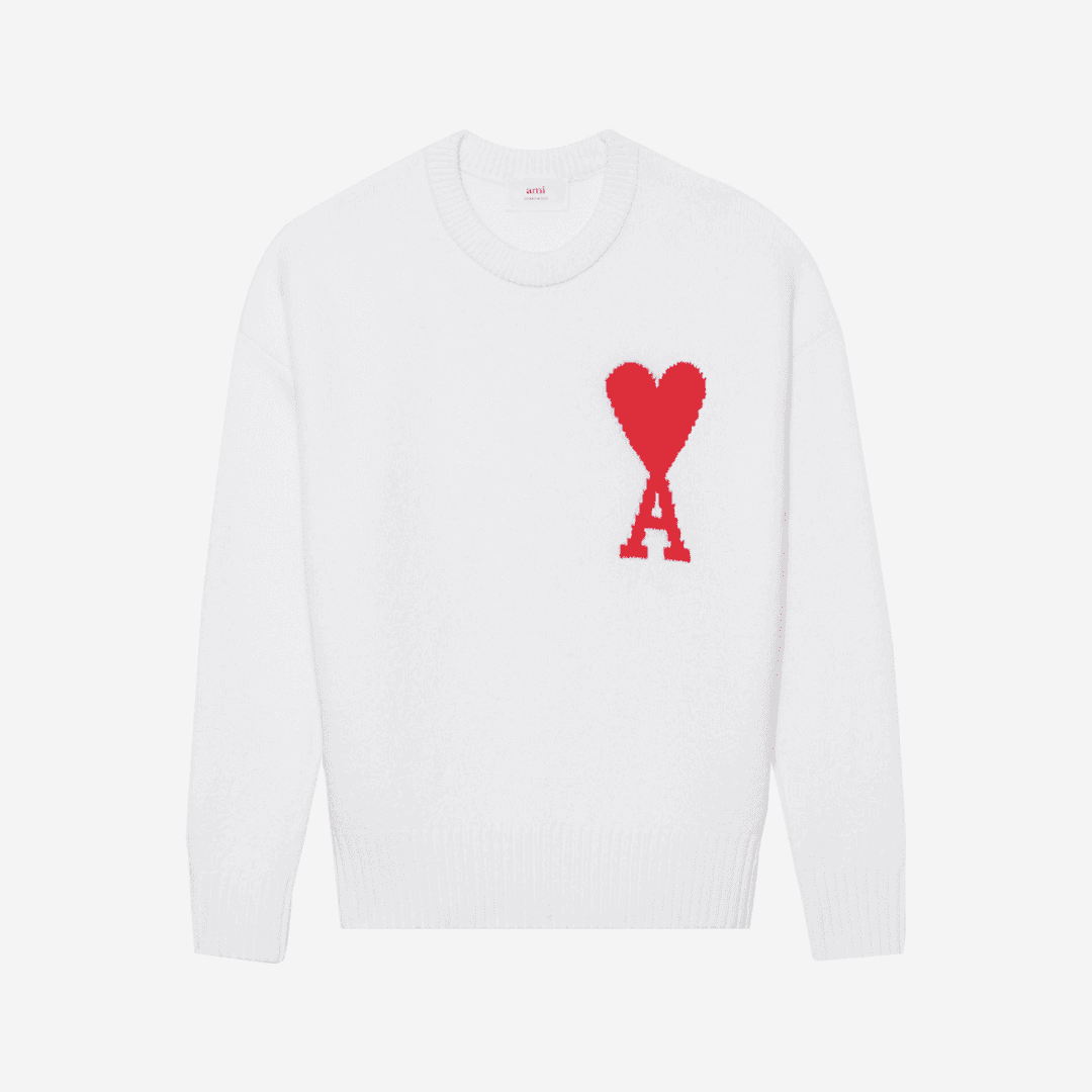 AMI de Coeur Oversize Intarsia Sweater White