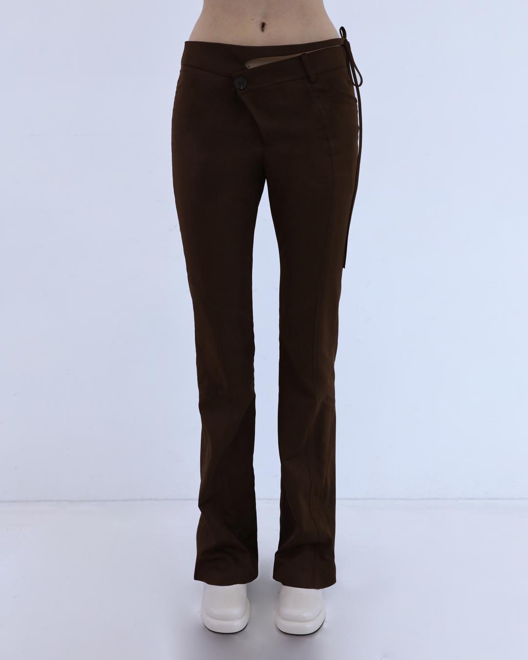 LOW RISE WRAP PANTS [BROWN]