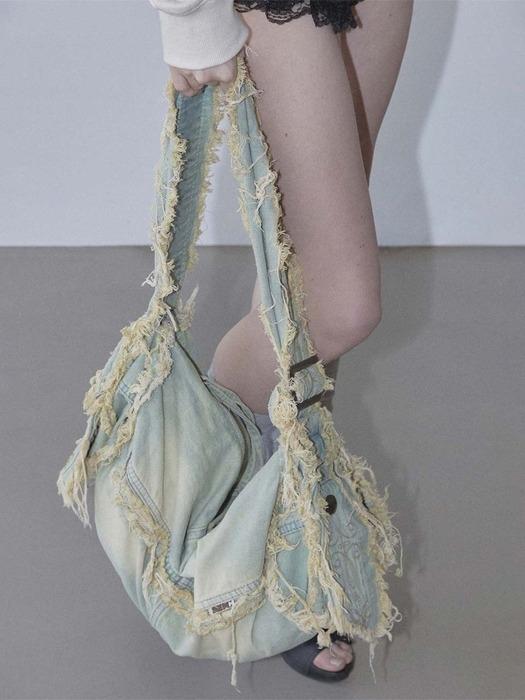 Destroyed Denim Duffel Bag Vintage Ice