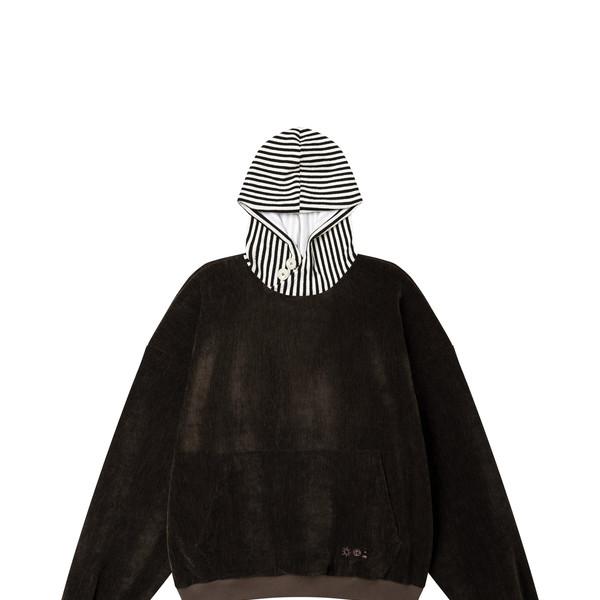 VELVET STRIPE PUFF HOODIE (BROWN)