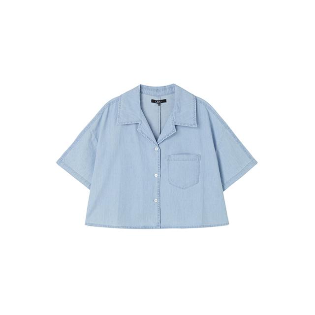 (SET-상의)오픈 카라 데님 크랍 셔츠 AR2DB565