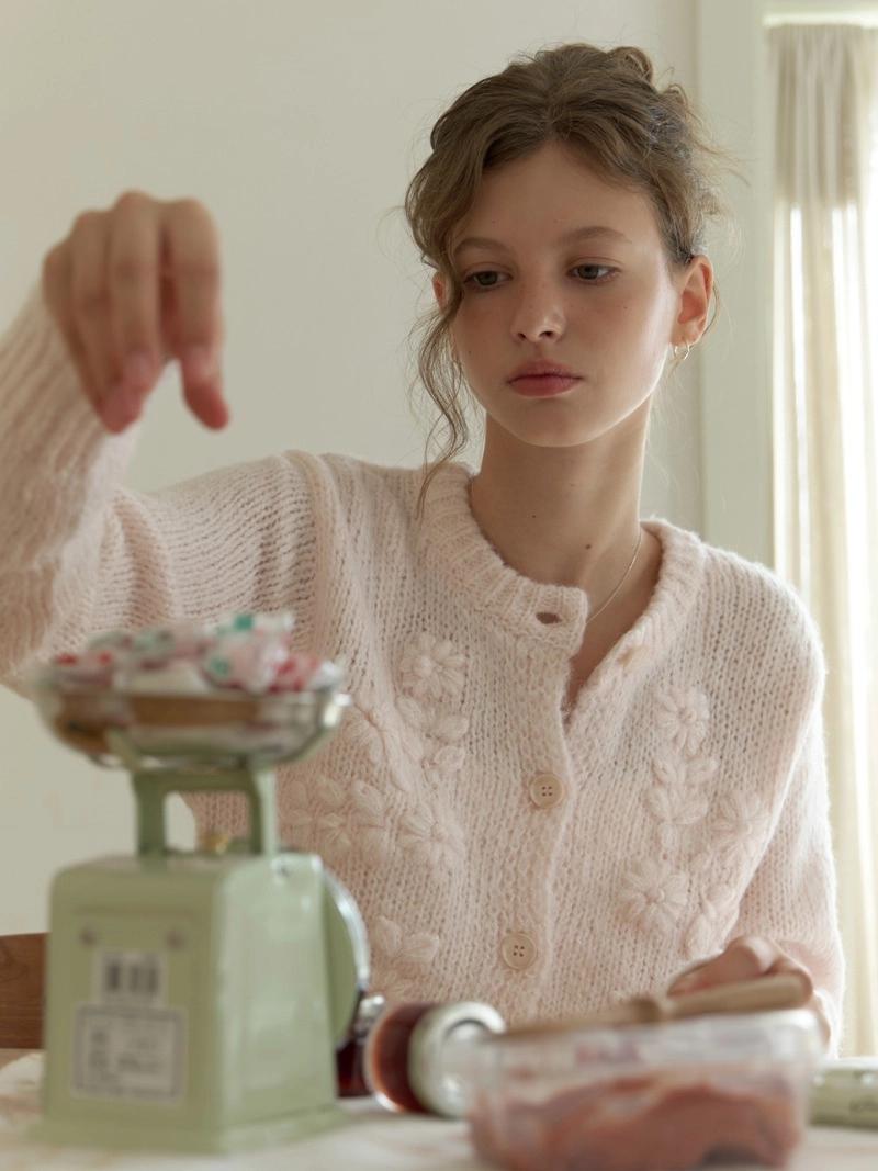 RE_L - Marshmallow knit cardigan (powder pink)