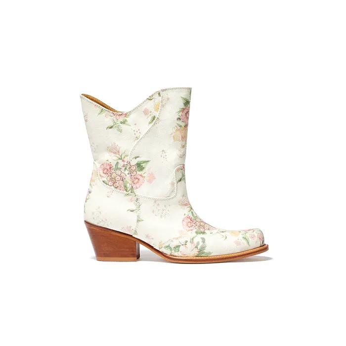 FLORAL WESTERN MID CALF BOOTS, MULTI