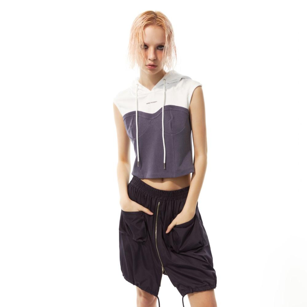 HOODED CORSET T-SHIRT (NAVY)