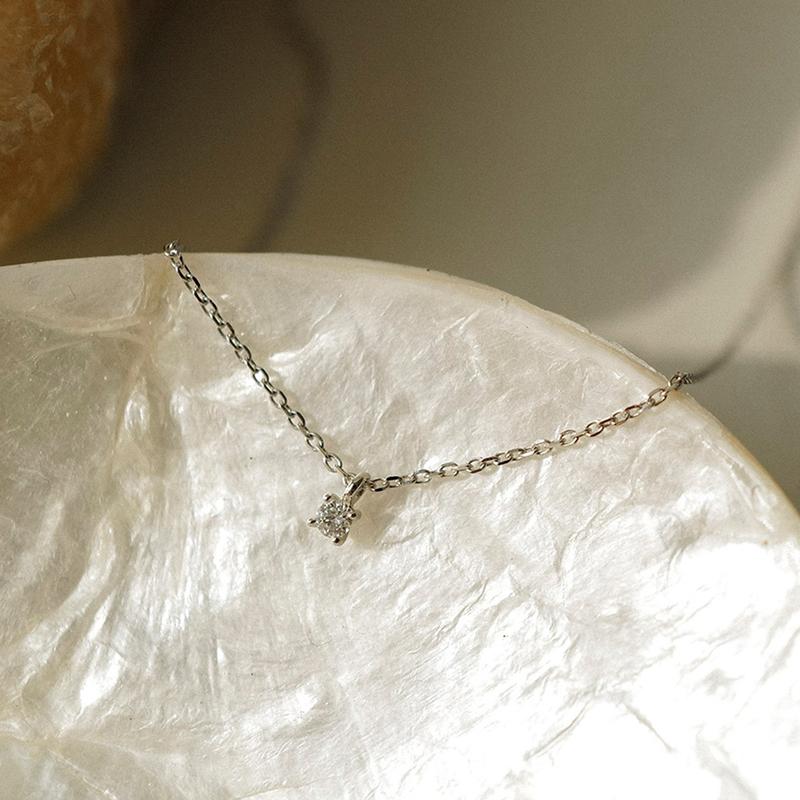 [주티크] 14k 4프롱 2mm 다이아몬드 목걸이