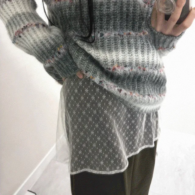 (2col) 눈꽃 레이스 랩 스커트 snow layered skirt