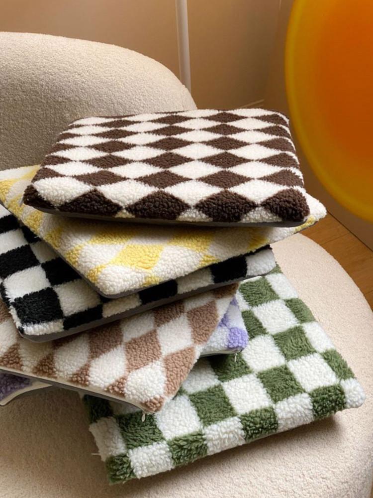 체커보드 방석 포근한 양털방석 체크무늬 인테리어쿠션