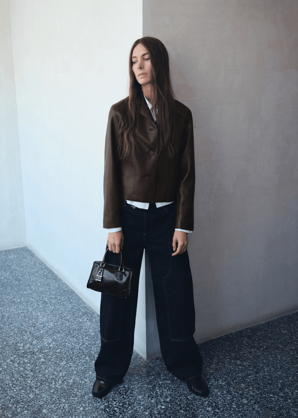 손잡이가 있는 미니 샤이니 핸드백