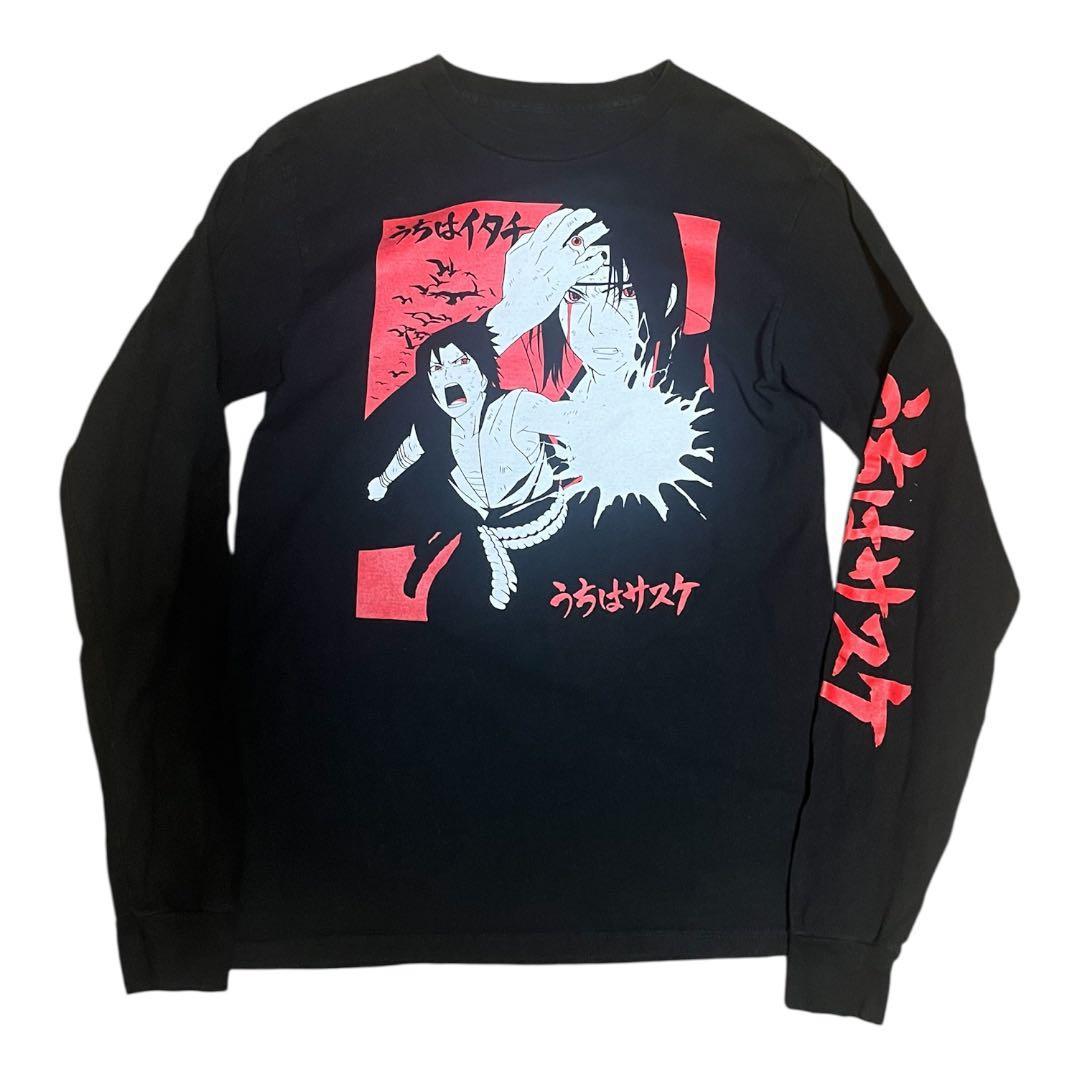 アニメT Narutoナルト疾風伝 イタチ サスケ 長袖カットソー S ブラック