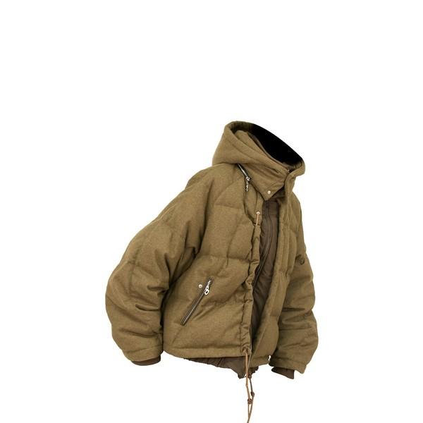 Australian Wool Patchwork Detachable Hood Down Jacket