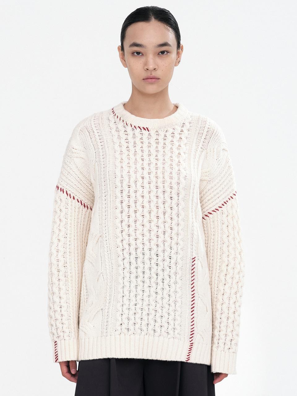 Cable Stitch Pullover Knit [Ivory]