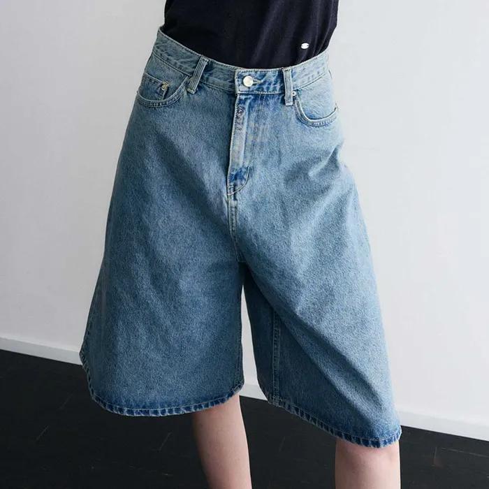 90s Bermuda Denim Pants - Blue