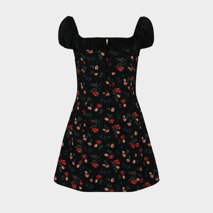 Bohemian Daisy Mini Dress (Black)