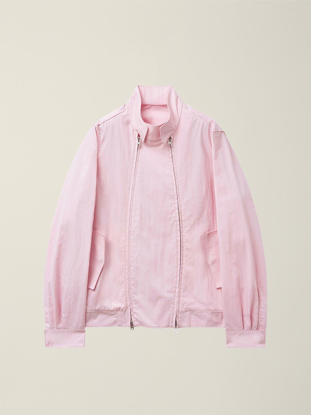 DOUBLE ZIP HARRINGTON JACKET SHELL PINK