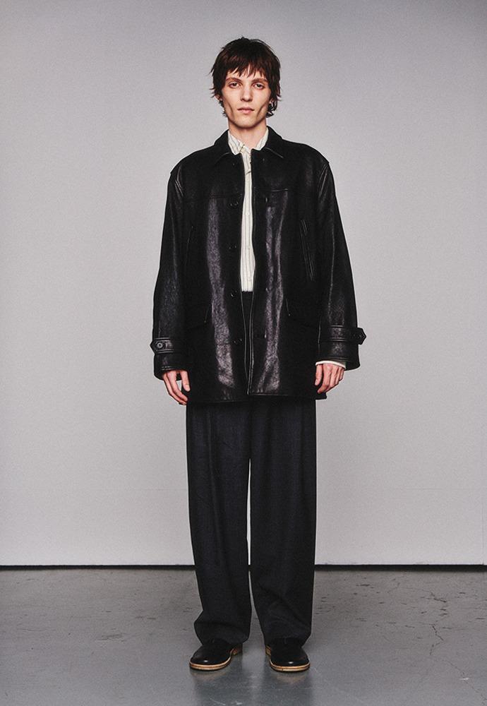 Lambskin Vegetable Car Coat_Black