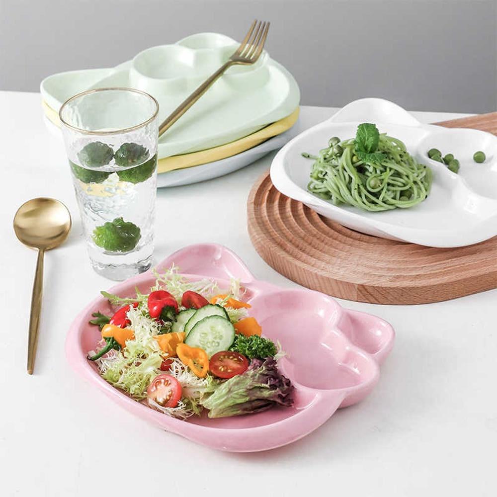 헬로키티 접시 세라믹 분할 그릇 간편 식사 간식 플레이트 식판