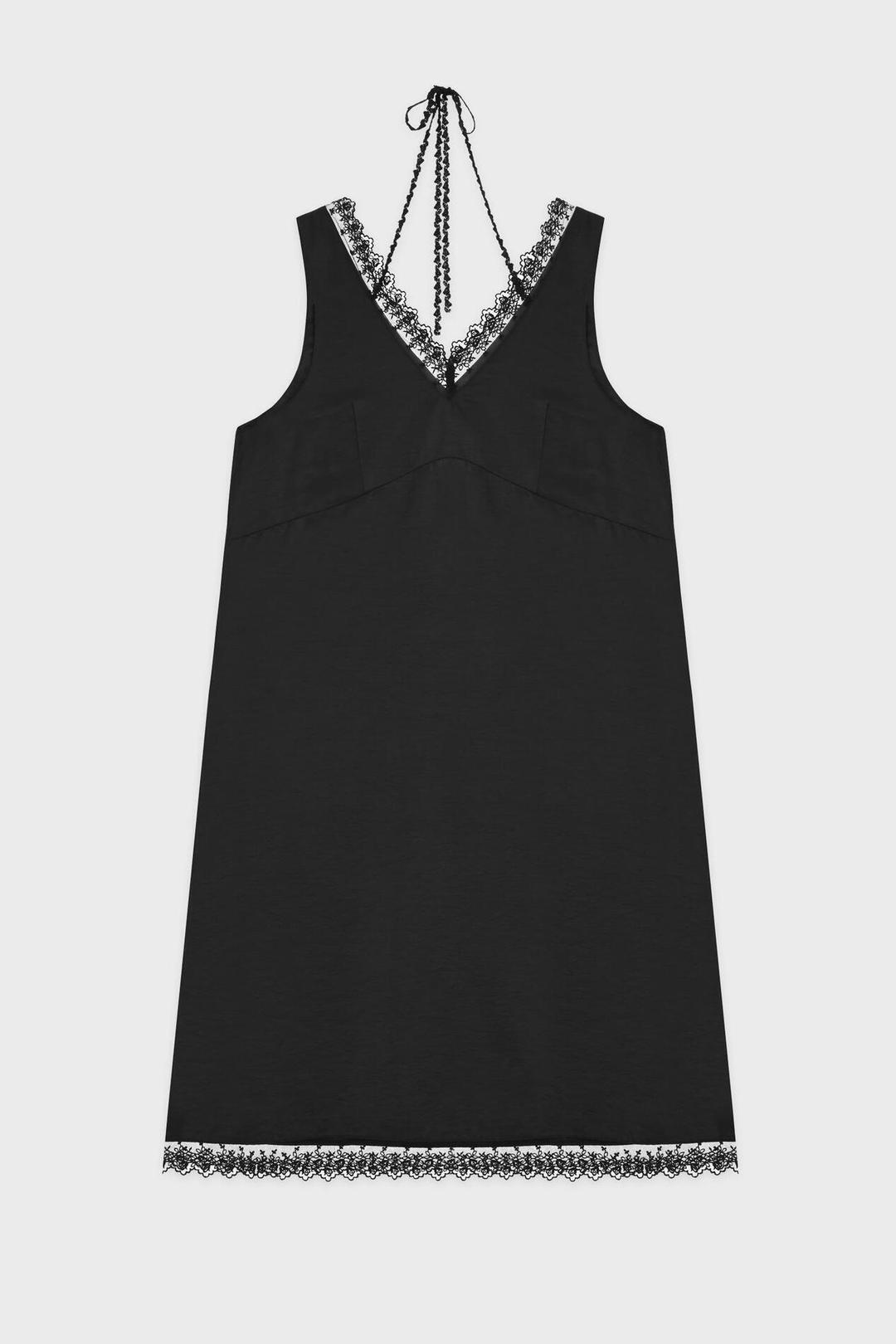 Silky Lace Slip Dress (Black)