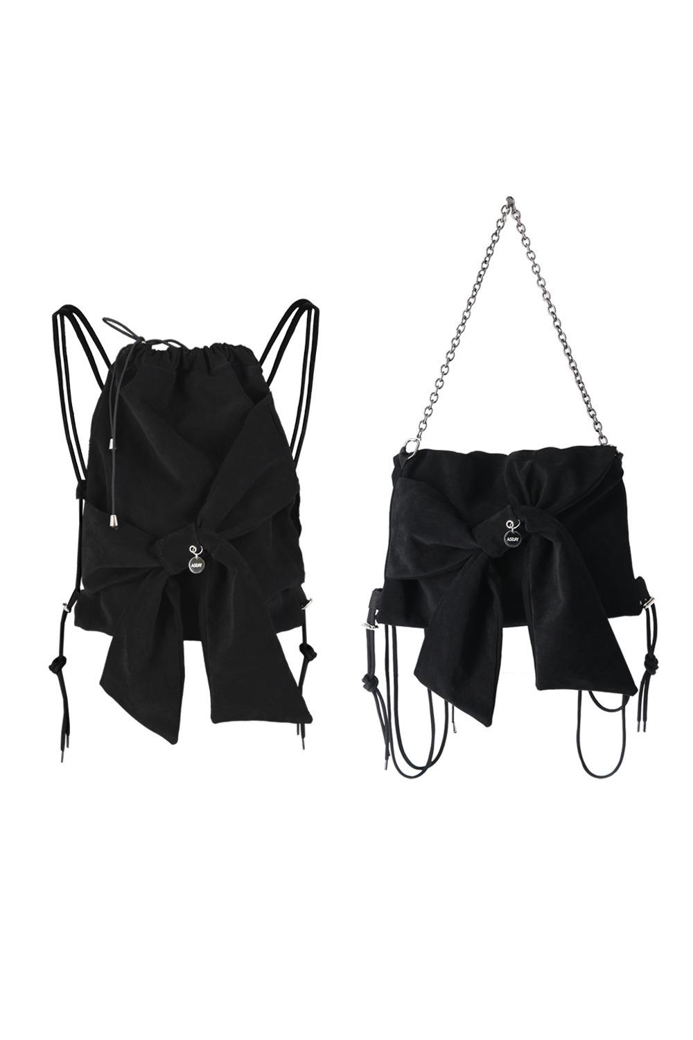 [10/25 예약배송] Ribbon 2way bag _Suede black