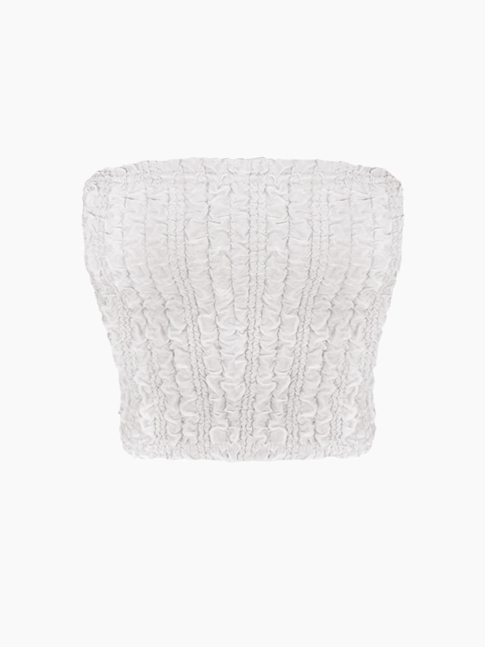lacy petal tube top - white