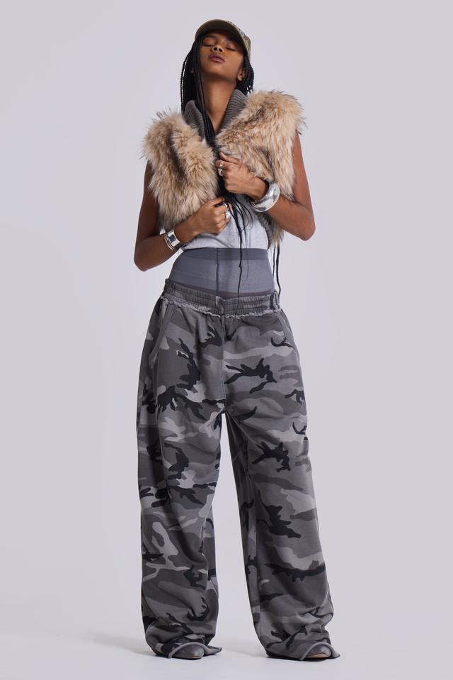 Black Baggy Camo Monster Joggers - XXS / Grey