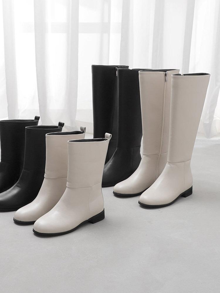 두가지 길이 둥근코 쓰미굽 로우힐 심플 미들&롱부츠(3.0cm) 9261