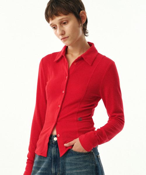 Wool Jersey Slim Shirt / Red