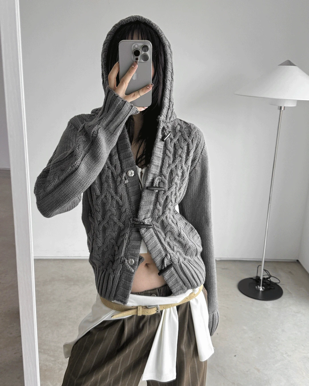 꽈배기 더플 가디건