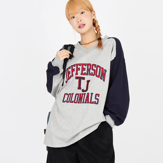 재퍼슨 긴팔 브이 맨투맨 (2 color)