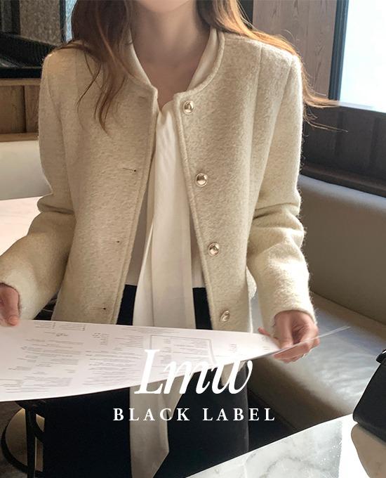 메리어라운드 [하객룩][겨울트위드][l.m.w][black label][울50%] 글리터 펄 노카라 트위드 자켓 (jk)