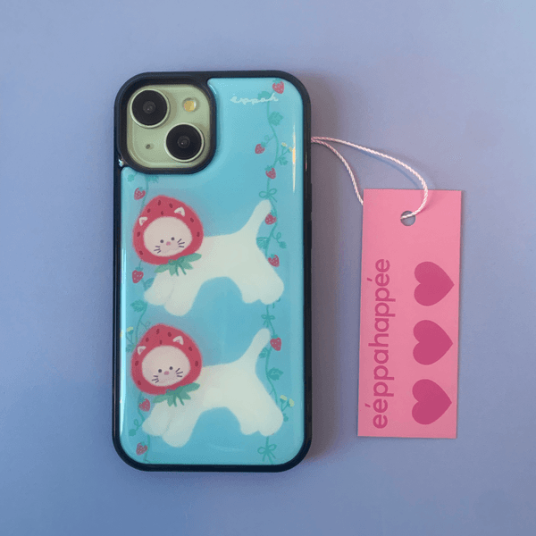 하늘 딸기고양이 범퍼 케이스 (epoxy/glass/magsafe)