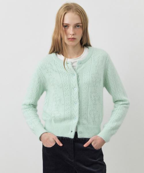 앙고라 크로셰 라운드넥 가디건_3COLORS