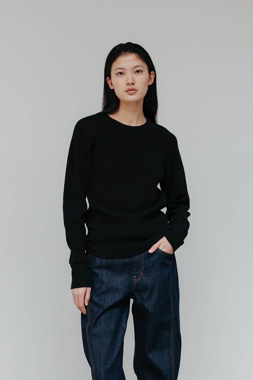 Waffle Round T-Shirt_Black