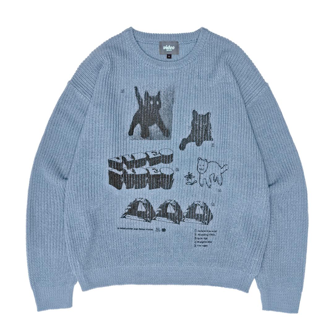 IBEUMYEON BARO HIPSTER GRAPHIC KNIT SWEATER [BLUE]