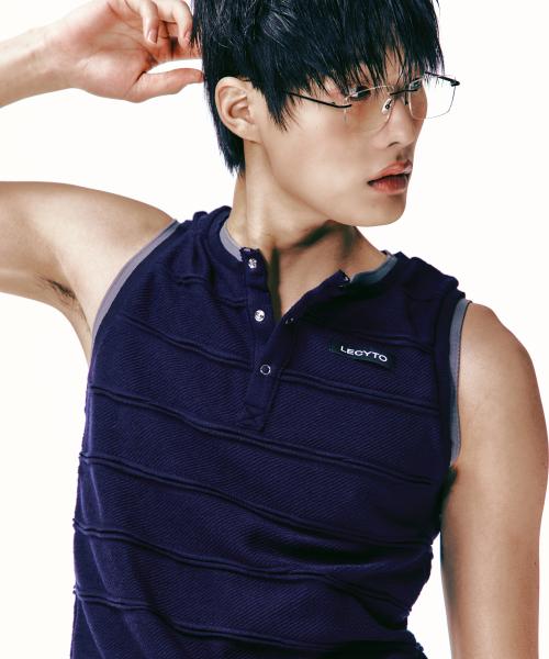 Lily Henley Neck Sleeveless_[Navy]