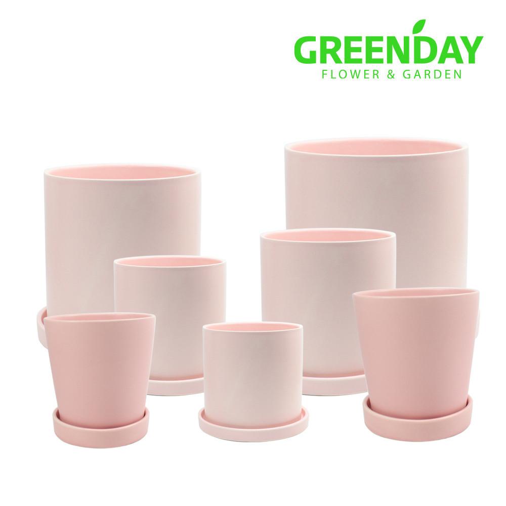 무광 핑크 원통 화분 - 모던 인테리어 플랜테리어 미니 원형 파스텔