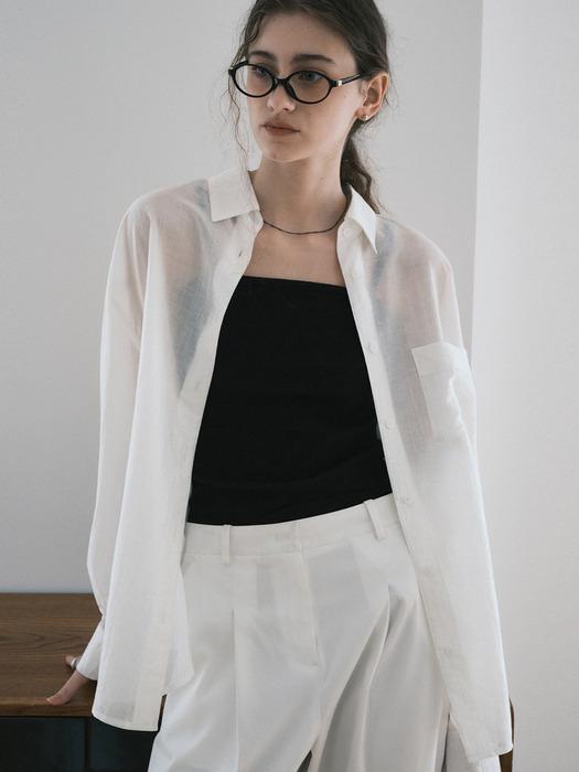 텐셀 시스루 루즈핏 셔츠 화이트 MDSH019WHITE