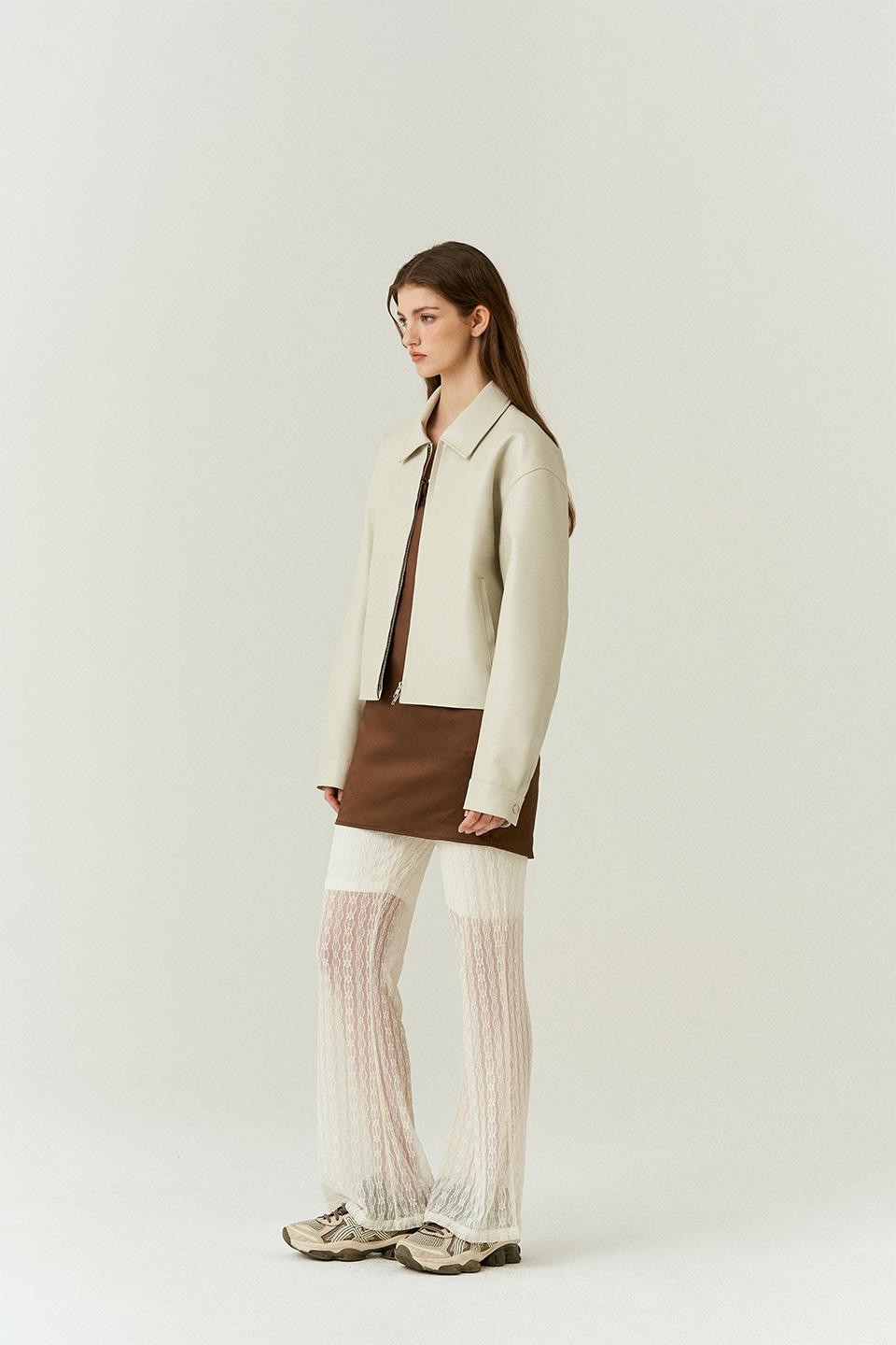 Vegan Leather Crop Single in Ivory