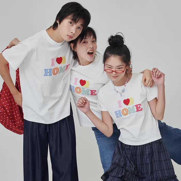 (uni)아이러브홈 패치워크 스탠다드핏 티셔츠