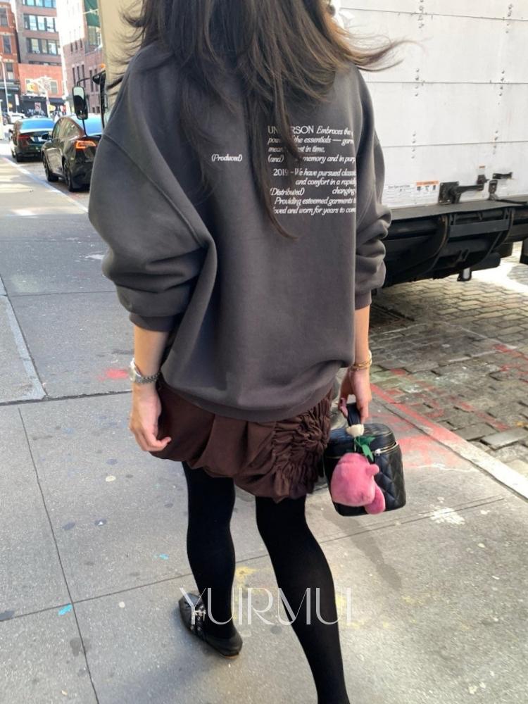 유이르무이 UNDERSON 언더슨 노스 다임 코튼 기모 레터링 오버핏 라운드 맨투맨 3color