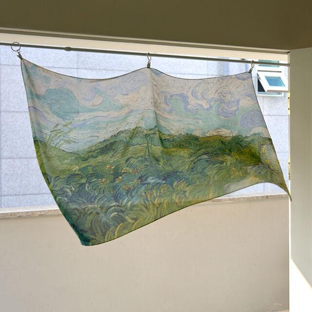 고흐 Green Wheat Fields 쉬폰 패브릭 포스터 / 명화 창문 가리개커튼(3size)
