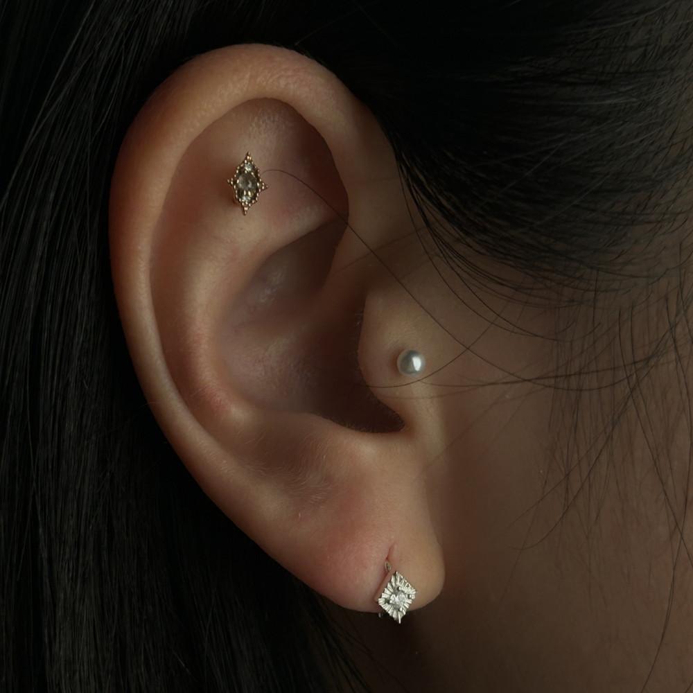 925 마름모 컷팅 원터치 귀걸이